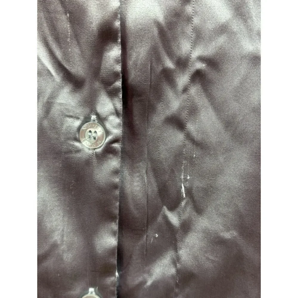 Nicole Miller New York Women’s Medium Soft Satin Notched Collar Boxy Pajama Top